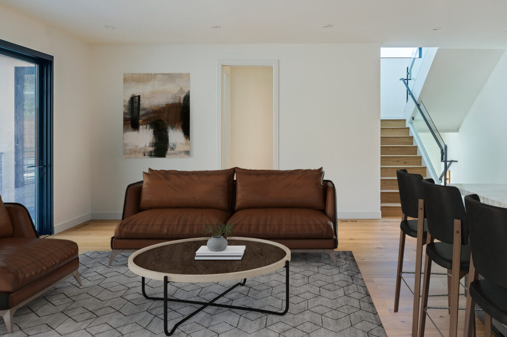 Industrial Style Family Room Virtual Staging